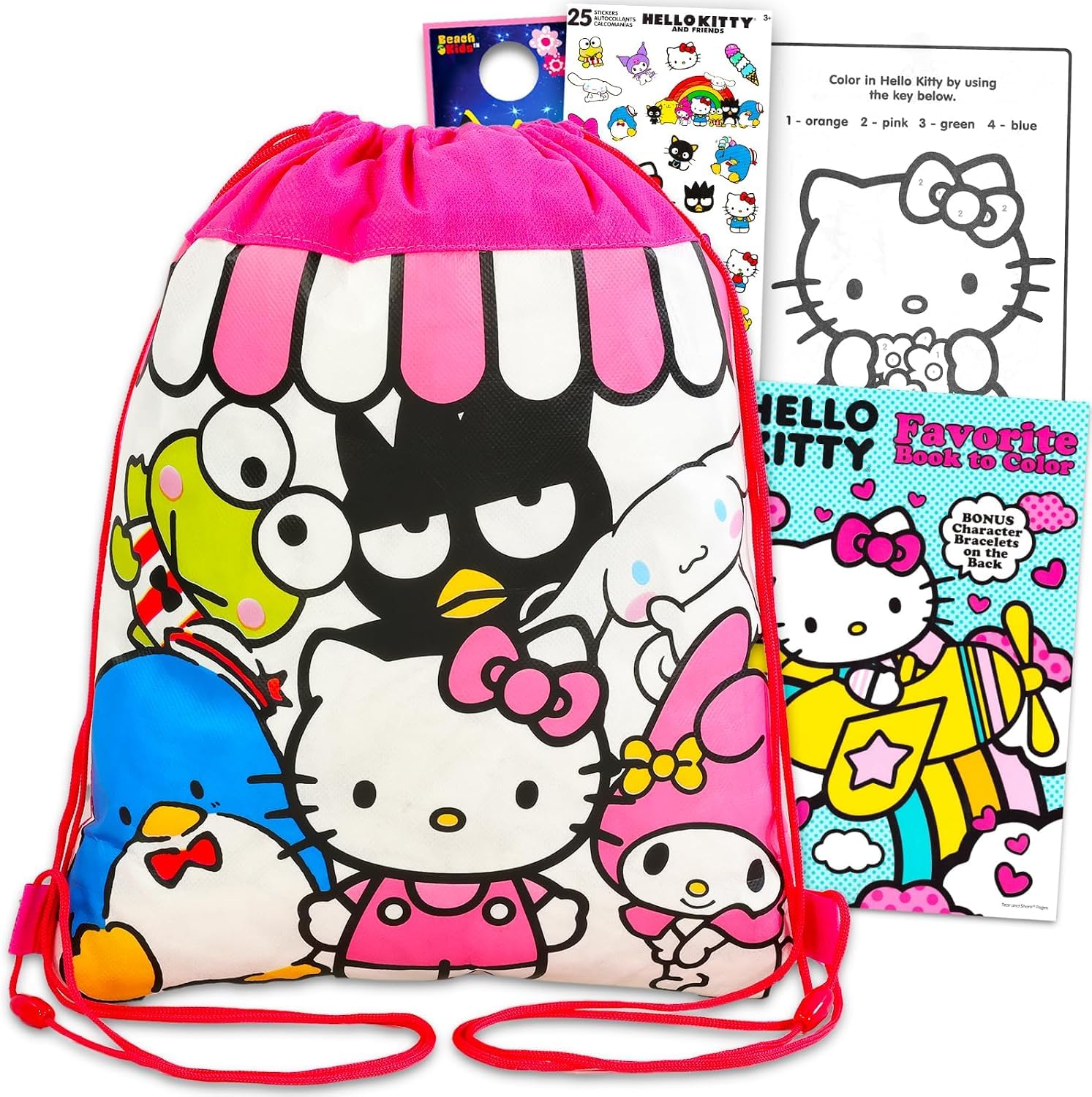 Amazon.com: Hello Kitty Drawstring Travel Bag Set - Bundle of